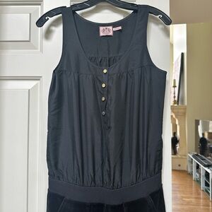 Juicy Couture Black Silk and Velvet Jumpsuit